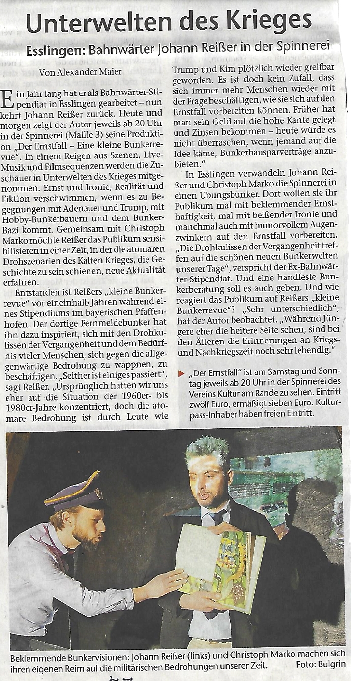 Esslinger Zeitung Der Ernstfall Bunkerrevue_Feb18