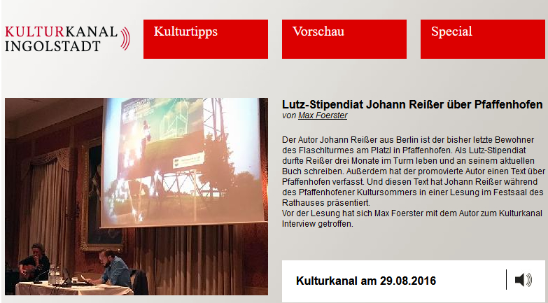 Kulturkanal Ingolstadt Lutz Stipendiat 2016
